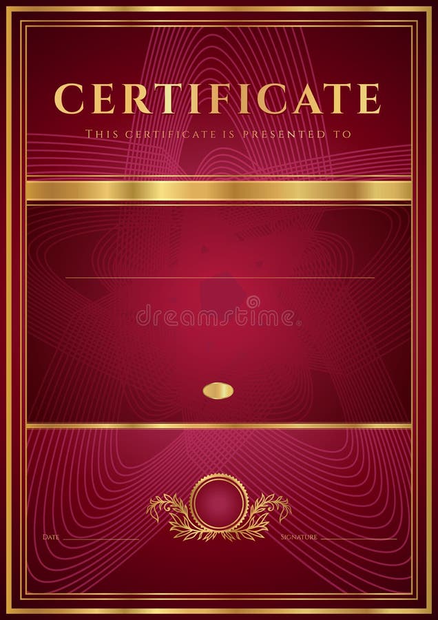 Certificado Vermelho Escuro, Modelo De Diploma Ilustração do Vetor -  Ilustração de dourado, beira: 32870861, image size:636x900