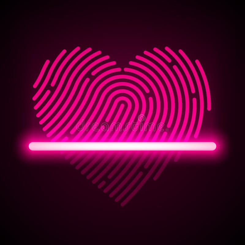 Escáner en forma de corazón de la huella dactilar ilustración del vector Escáner en forma de corazón de la huella dactilar ilustración del vector