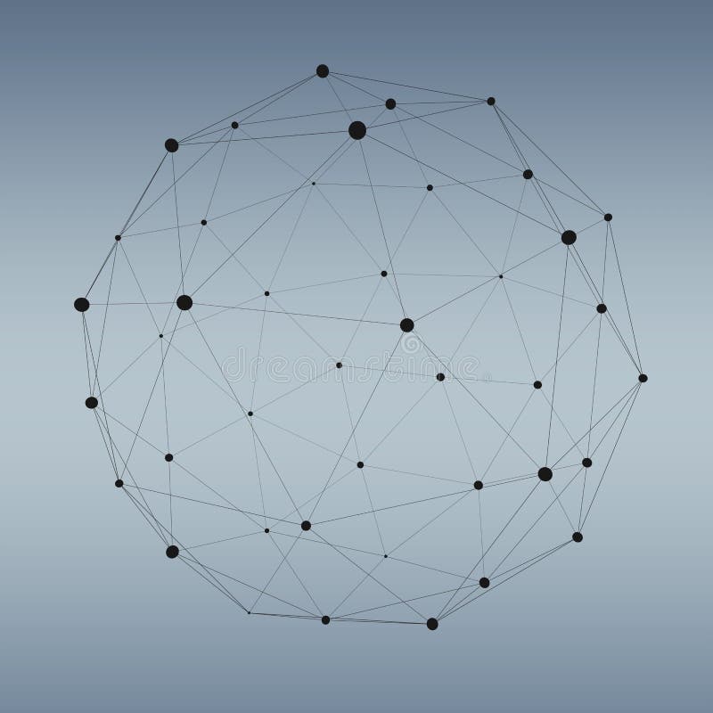 Esfera abstracta del web de la conexión con el punto y las líneas representación de 3D ilustración del vector Esfera abstracta del web de la conexión con el punto y las líneas representación de 3D ilustración del vector