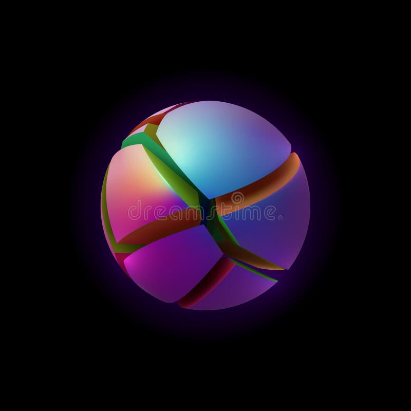 Esfera abstrata fraturada iridescente ilustração stock Esfera abstrata fraturada iridescente ilustração stock