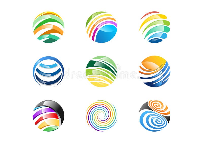 Esfera, círculo, logotipo, empresa de negocios global abstracta de los elementos, infinito, sistema del diseño redondo del vector
