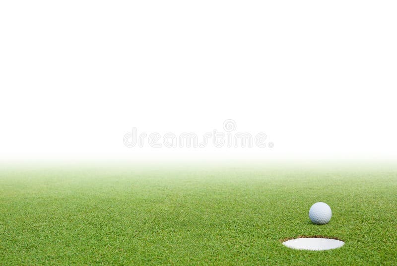 Golf ball on green grass and white background. Golf ball on green grass and white background