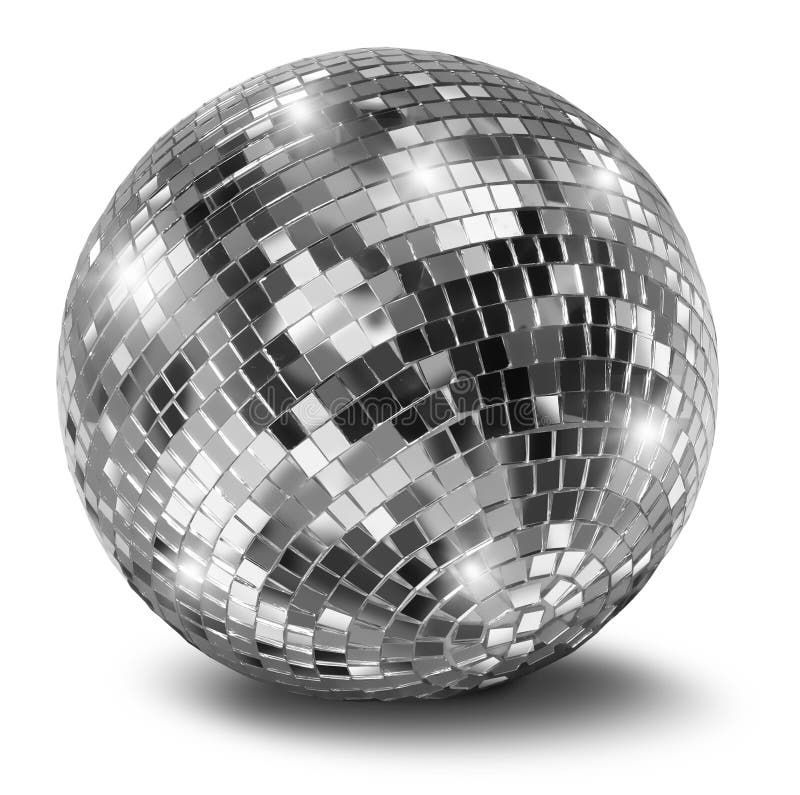 Silver disco mirror ball on white background. Silver disco mirror ball on white background
