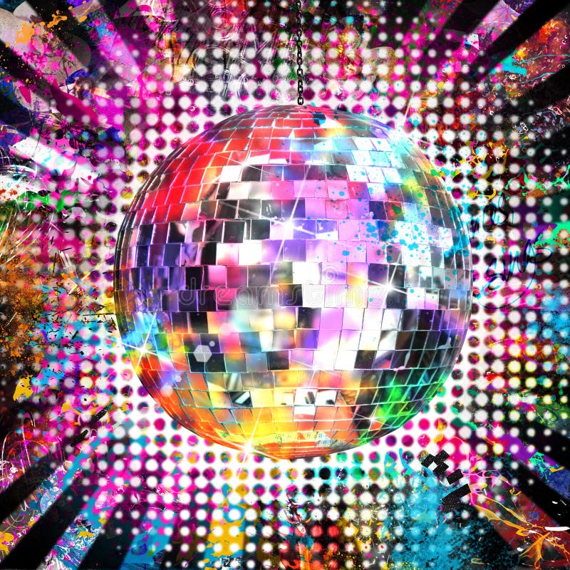 Disco ball with light and color background. Disco ball with light and color background