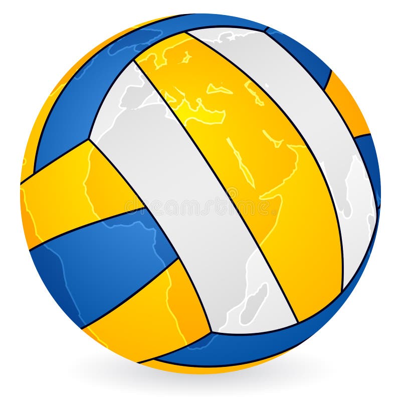 Esfera do voleibol do mapa de mundo ilustração royalty free Esfera do voleibol do mapa de mundo ilustração royalty free