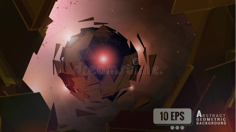 Esfera poligonal abstracta del triángulo en BG oscura ilustración del vector Esfera poligonal abstracta del triángulo en BG oscura ilustración del vector