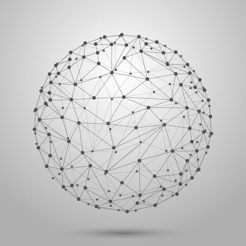 Esfera poligonal do vetor da malha de Wireframe 3D ilustração royalty free Esfera poligonal do vetor da malha de Wireframe 3D ilustração royalty free