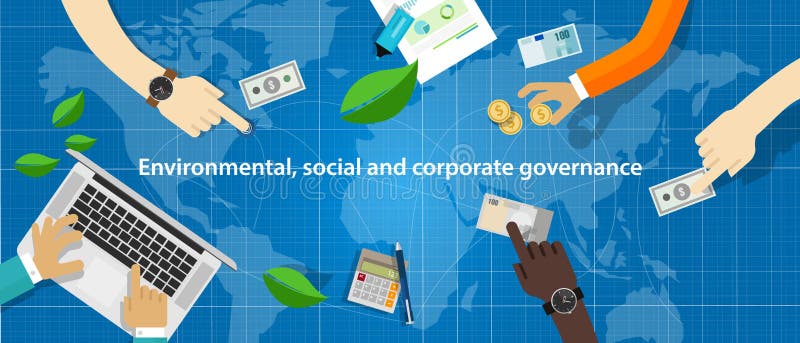 ESG concept of environmental, social and governance in sustainable and ethical business vector illustration