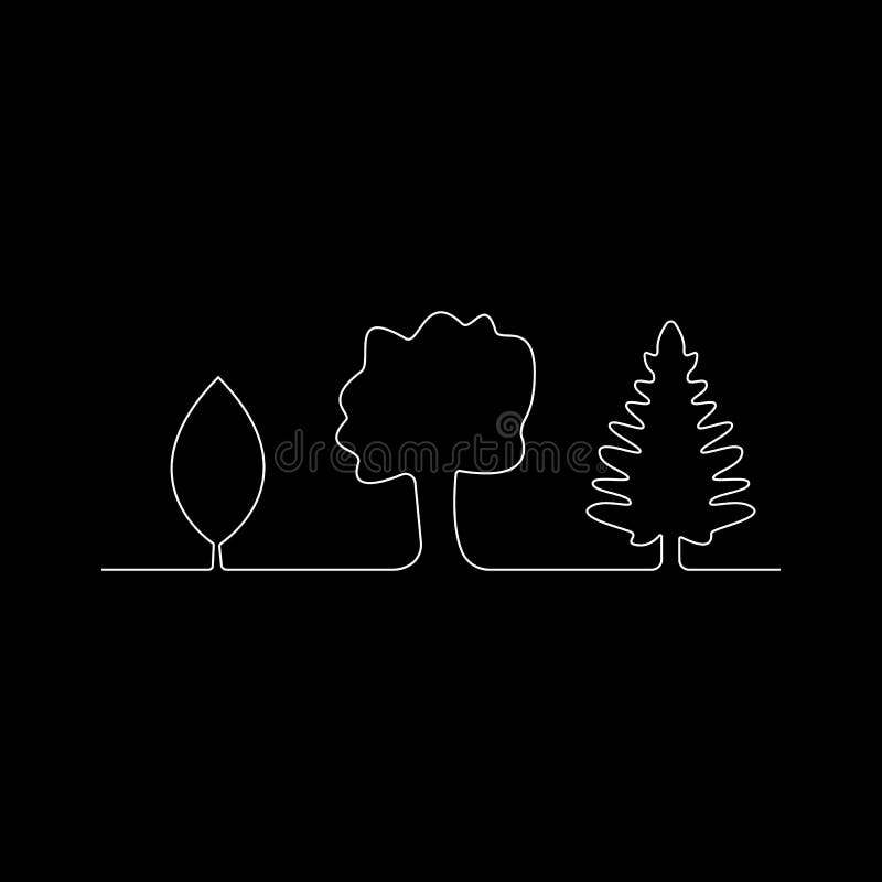 Eslabón Continuo De Silueta De Dibujo De árboles Blancos Sobre Fondo Negro  Ilustración Del Vector Icono De Paisaje Paisaje Forest Stock de ilustración  - Ilustración de parque, simplicidad: 161053403