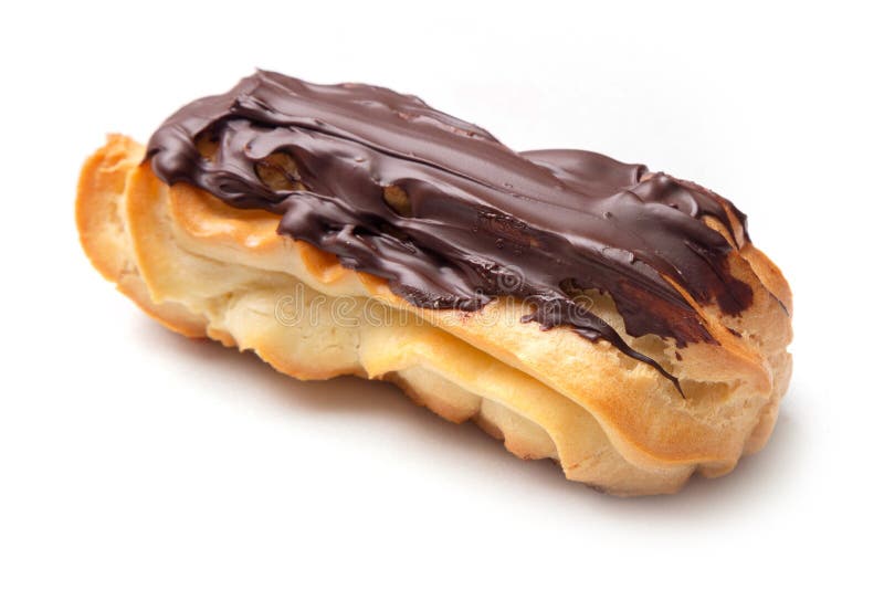Eslair de chocolate sobre fondo blanco imágenes de archivo libres de regalías
