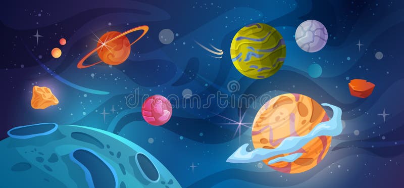 Espaço No Jogo Planeta De Fundo Desenho Animado Neon Roxo Galáxia