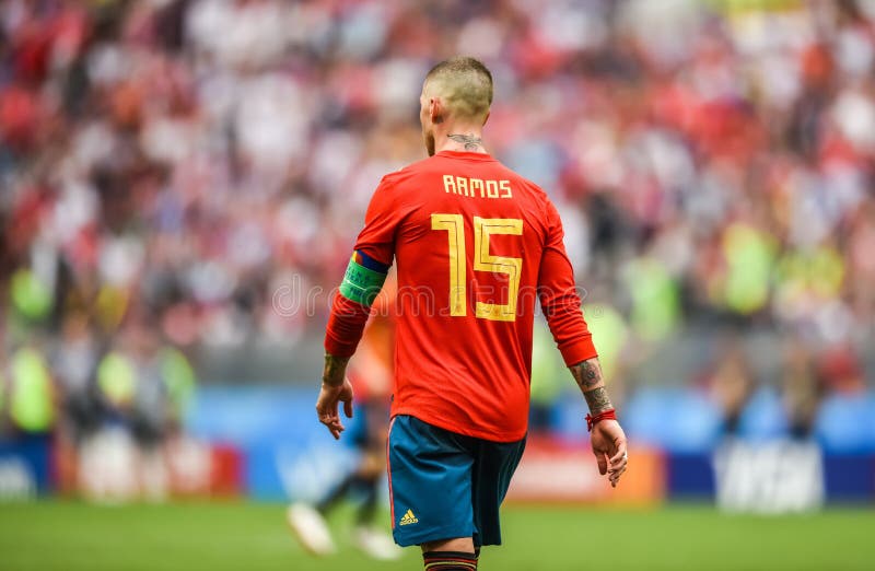 España Nacional De Fútbol Centreback Sergio Ramos Foto de archivo editorial de naciones, campeonato: 218789348