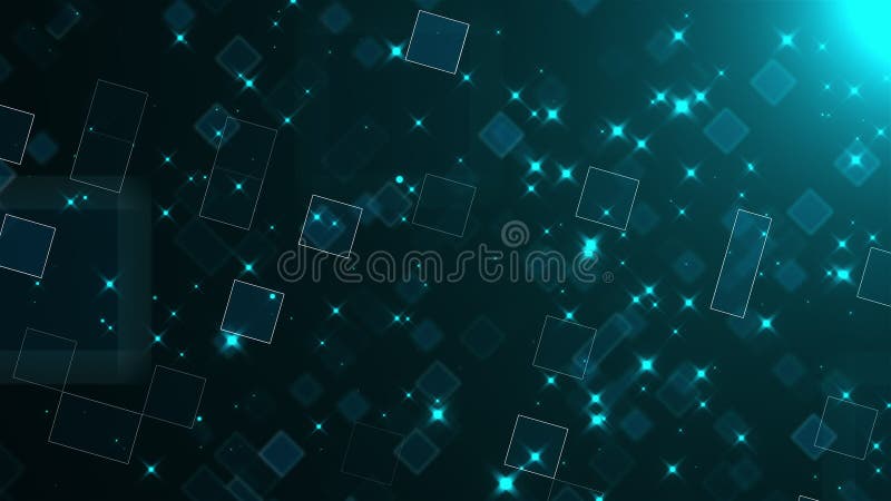 Espace avec beaucoup de carrés abstraits et d'étoiles. arrière-plan lumineux abstrait de rendu 3d généré par ordinateur illustration libre de droits