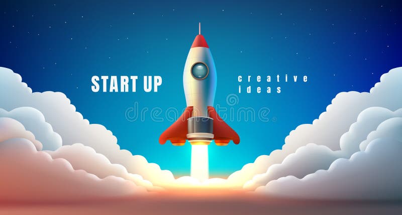 Rocket space startup, creative idea cover, landing page web site, Vector. Rocket space startup, creative idea cover, landing page web site, Vector