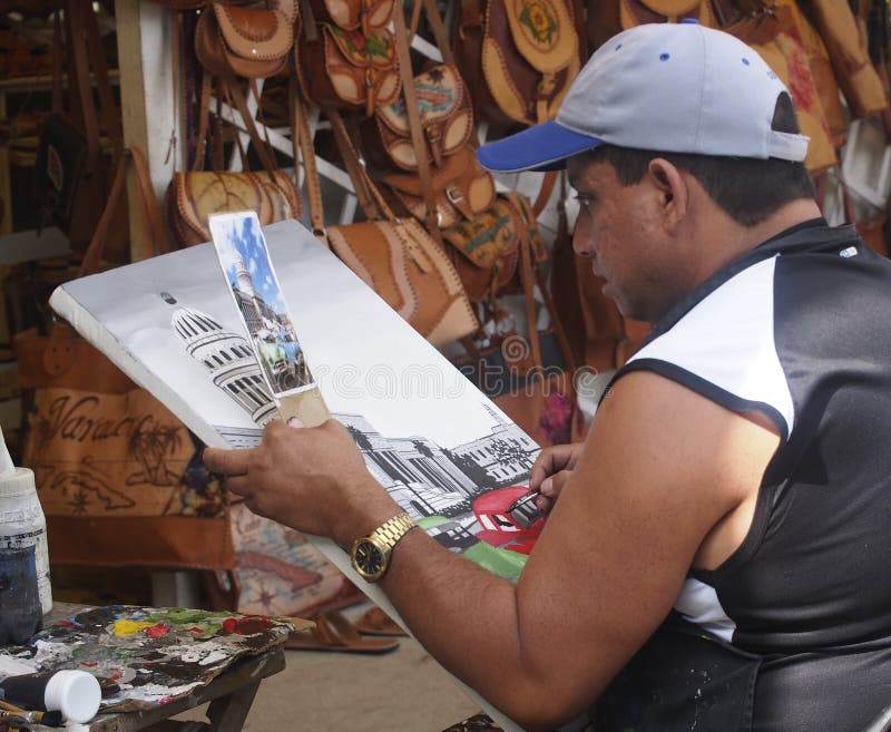 Espacio de Painting In Market del artista en Varadero Cuba fotos de archivo Espacio de Painting In Market del artista en Varadero Cuba fotos de archivo