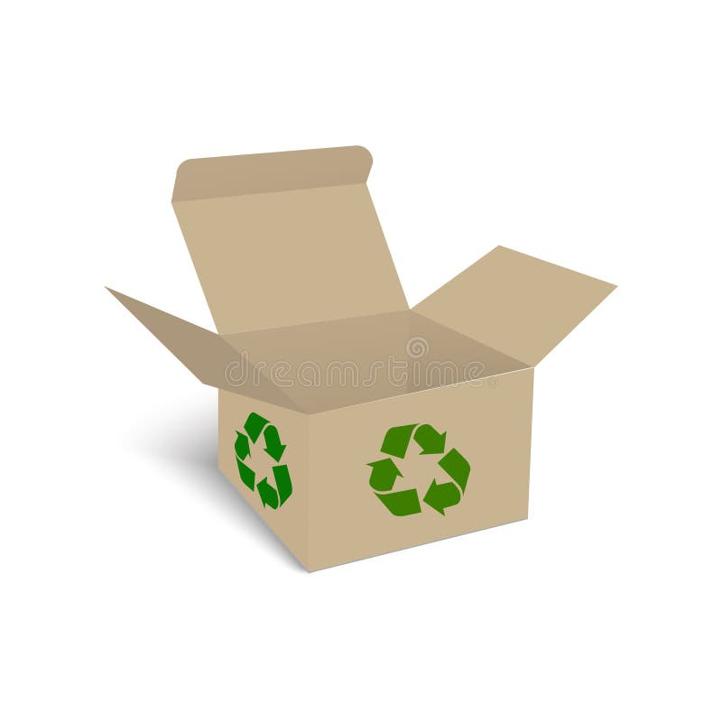 Espacio en blanco de la caja de cartón para la basura de la basura Recicle la caja Vector ilustración del vector Espacio en blanco de la caja de cartón para la basura de la basura Recicle la caja Vector ilustración del vector