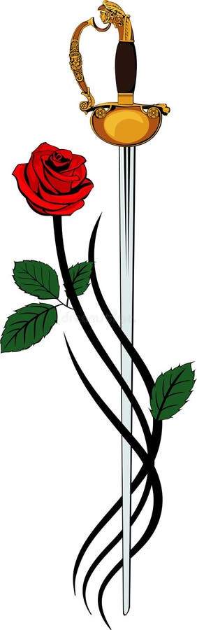 Espada e rosa ilustração do vetor