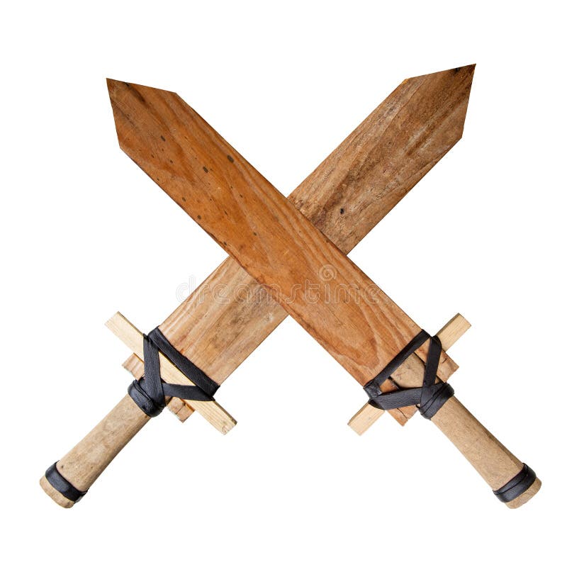 Usando um galho de madeira em uma luta de espadas