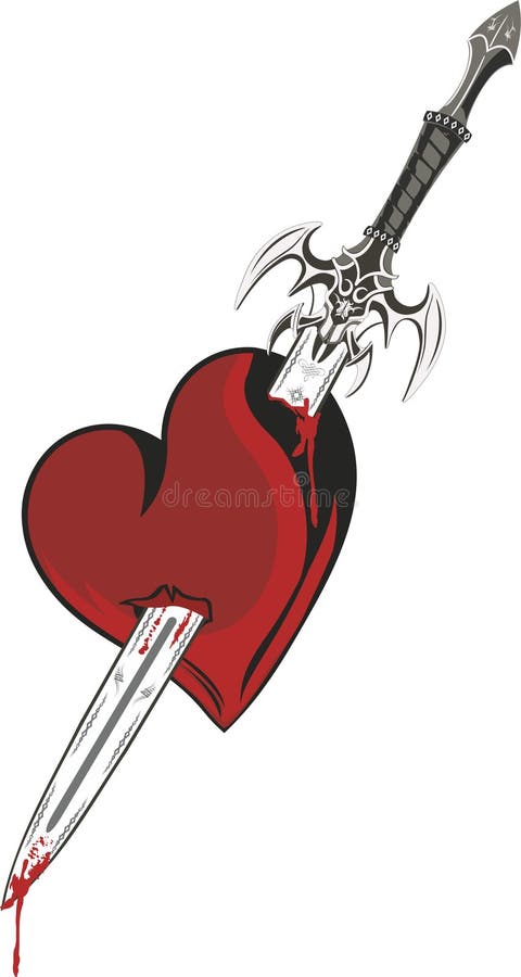 Espada corazón ilustración del Ilustración de tatuaje -