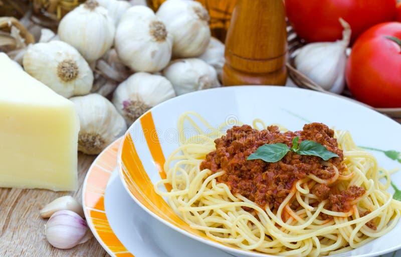 Espaguetis boloñés imagen de archivo libre de regalías