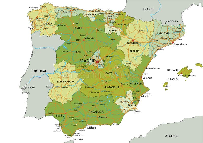Vetores de Mapa Político Editable Altamente Detalhado De Portugal