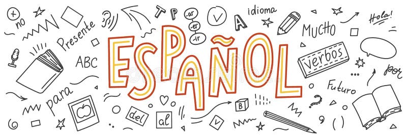 Espanol ` Espagnol de ` de traduction Griffonnages et inscription tirés par la main de langue