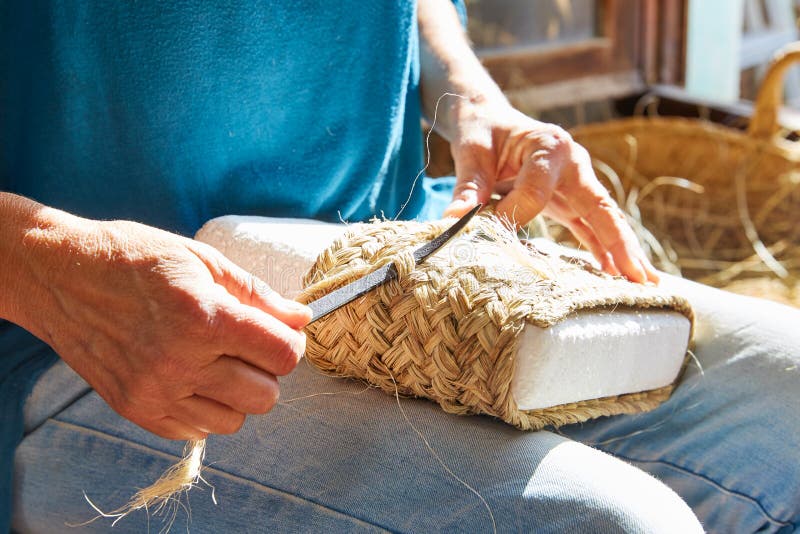 Esparto Woman Hands Handcrafts Mediterranean Stock Photo Image of