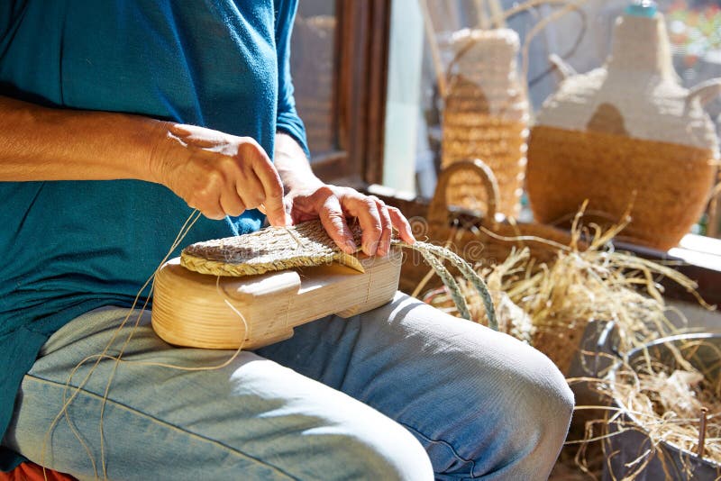 Esparto Woman Hands Handcrafts Mediterranean Stock Photo Image of
