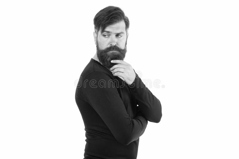 Caucasian guy beard copy space. Facial hair. Various beard styles for men. Keep beard in perfect condition. Brutal hipster with beard hair on white background. Bearded man stylish mustache shape. Caucasian guy beard copy space. Facial hair. Various beard styles for men. Keep beard in perfect condition. Brutal hipster with beard hair on white background. Bearded man stylish mustache shape.