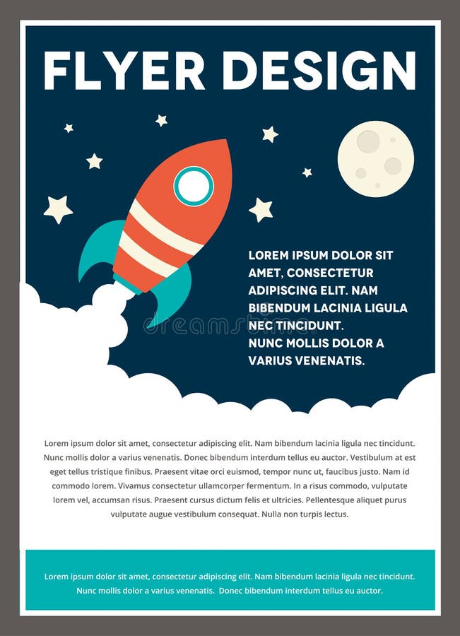 Espaço Rocket Flyer Template Design ilustração royalty free Espaço Rocket Flyer Template Design ilustração royalty free