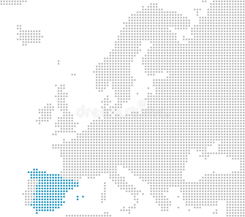 España - gris y mapa punteado azul de Europa libre illustration España - gris y mapa punteado azul de Europa libre illustration