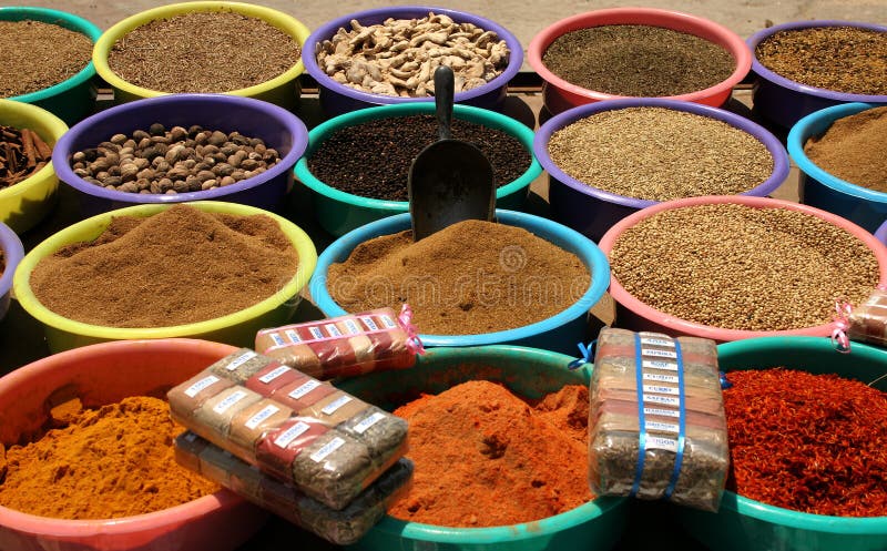 Various kinds of spices on a market in a village in Tunisia. Various kinds of spices on a market in a village in Tunisia