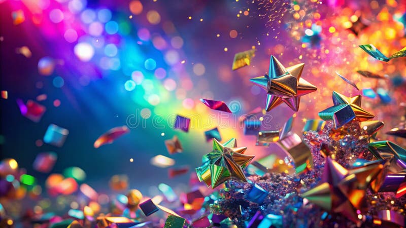 Espectacular arcoiris Holográfico navidad explosión de petróleo diseño espuma festivo y flying stock de ilustración