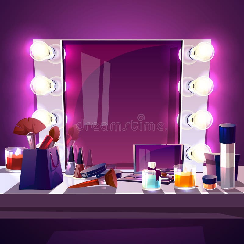 Espejo del maquillaje con el ejemplo del vector de las lámparas