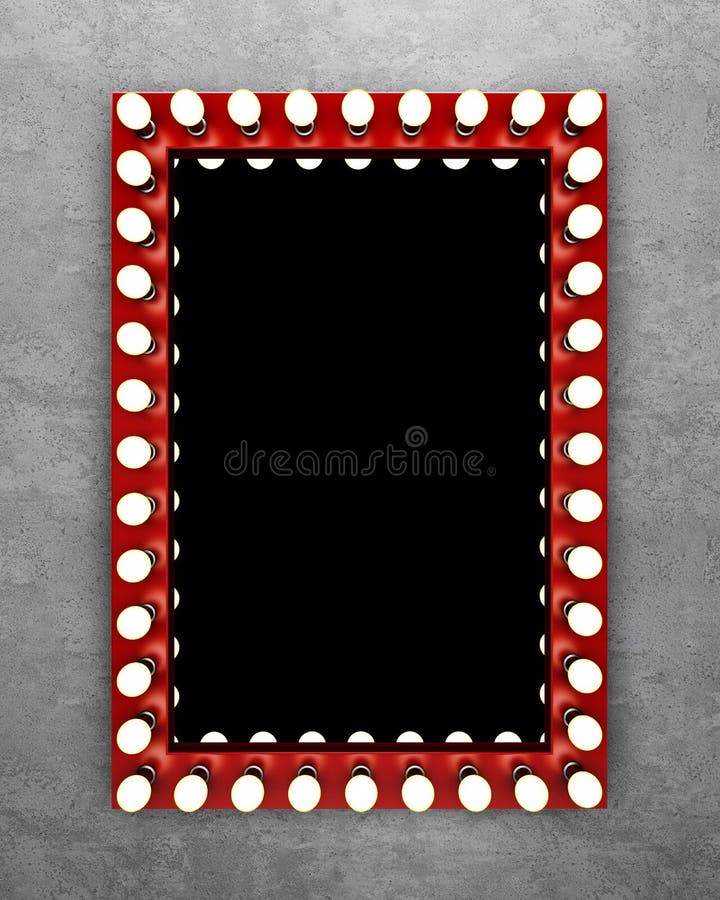 Espejo rojo del maquillaje en el muro de cemento stock de ilustración Espejo rojo del maquillaje en el muro de cemento stock de ilustración