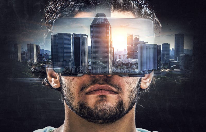 Esperienza di realt? virtuale Tecnologie del futuro immagine stock libera da diritti Esperienza di realt? virtuale Tecnologie del futuro immagine stock libera da diritti