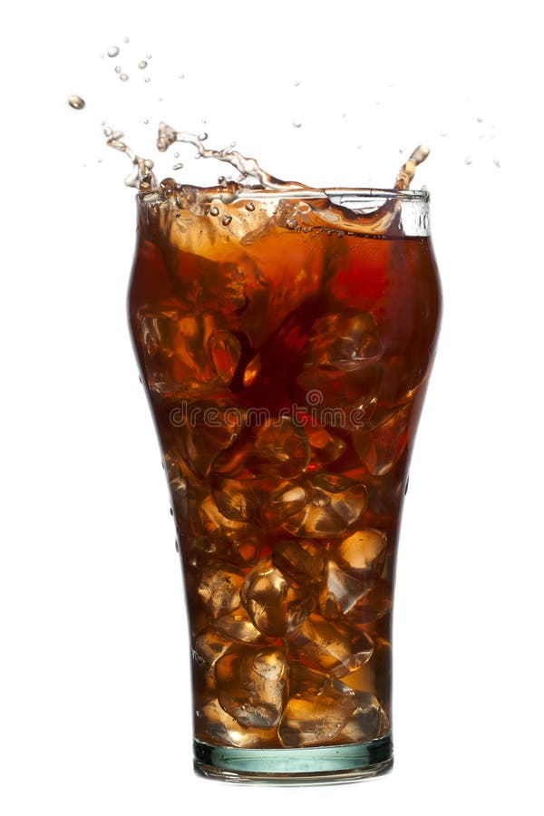Espirrando a bebida da cola fotografia de stock Espirrando a bebida da cola fotografia de stock