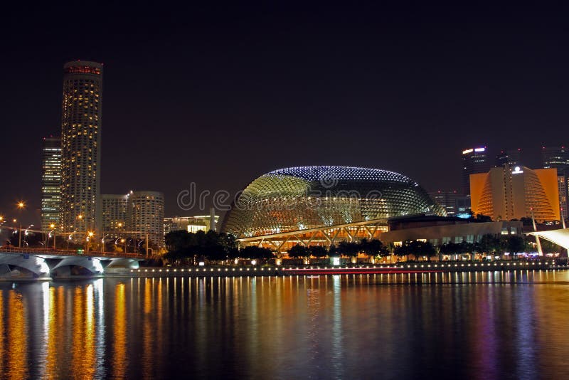 Singapore Esplanade and skyline at night. Photo taken on: Aug 20th, 2009. Singapore Esplanade and skyline at night. Photo taken on: Aug 20th, 2009