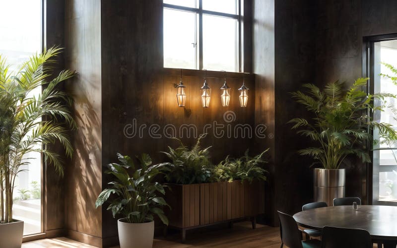 Esplorare la sostenibilità della vita attraverso un'architettura e un design ecologici illustrazione di stock