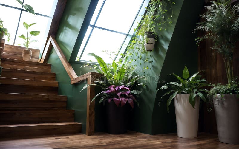 Esplorare la sostenibilità della vita attraverso un'architettura e un design ecologici illustrazione di stock