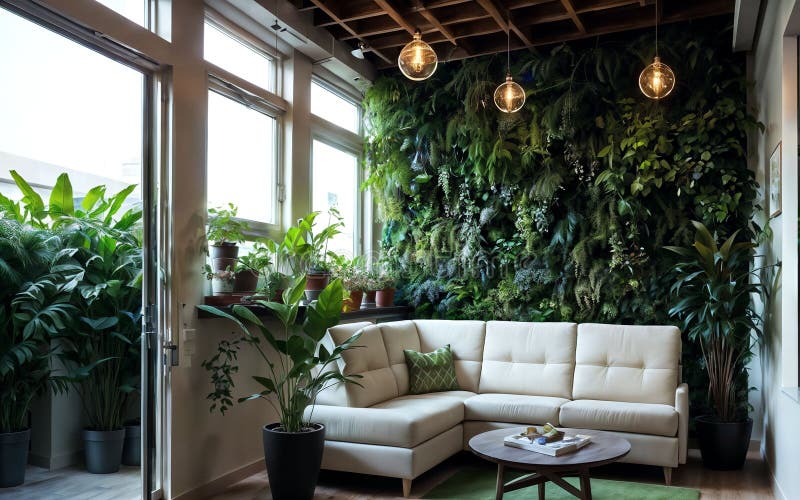 Esplorare la sostenibilità della vita attraverso un'architettura e un design ecologici illustrazione di stock