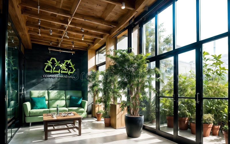 Esplorare la sostenibilità della vita attraverso un'architettura e un design ecologici royalty illustrazione gratis