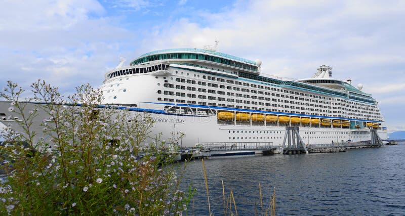 Royal Caribbean Explorer of the Seas Voyager-class cruise ship docked in Nanaimo, BC, Canada. Royal Caribbean Explorer of the Seas Voyager-class cruise ship docked in Nanaimo, BC, Canada.