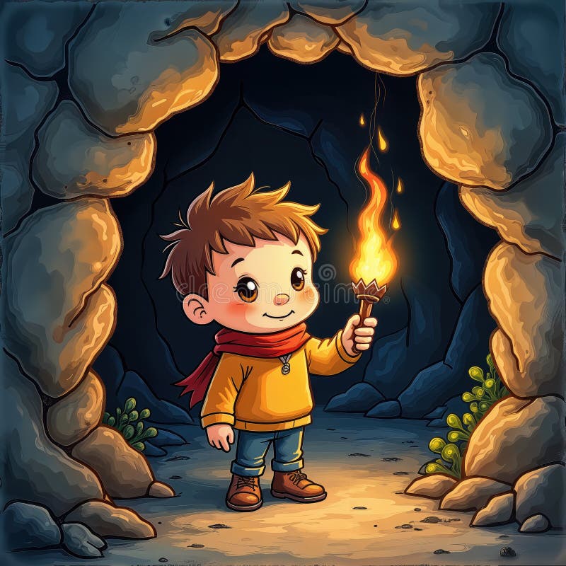 Esploratore coraggioso con fiamma illustrazione vettoriale