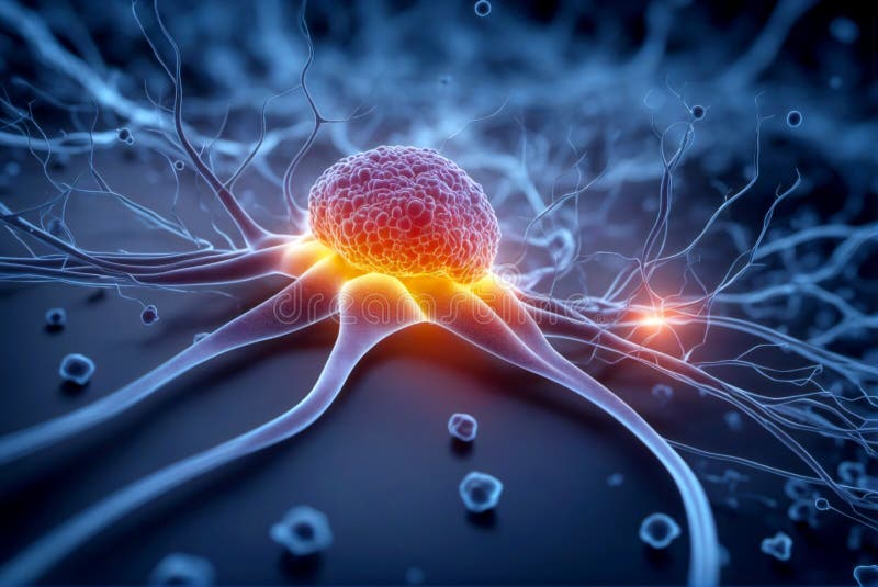 Esplorazione della nanostruttura dei nervi umani illustrazione di stock