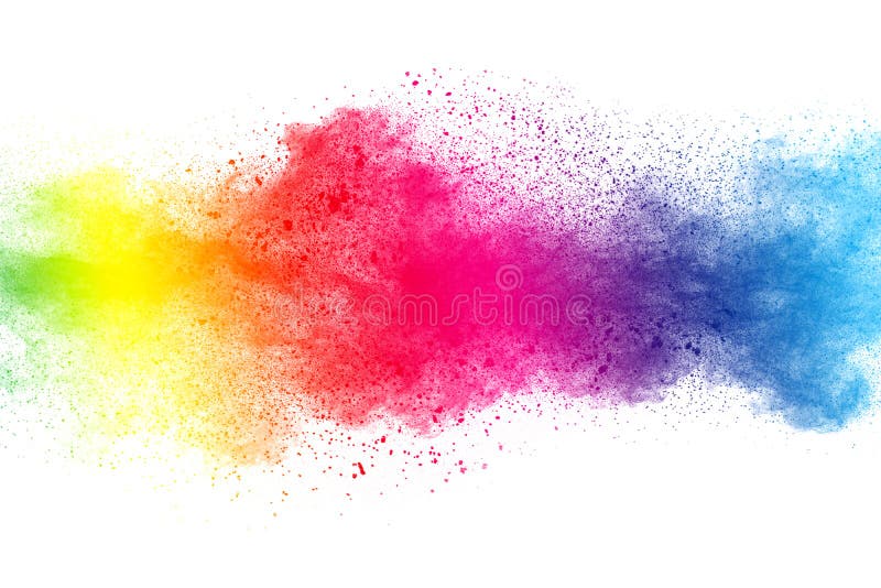 Esplosione multi astratta della polvere di colore su fondo bianco