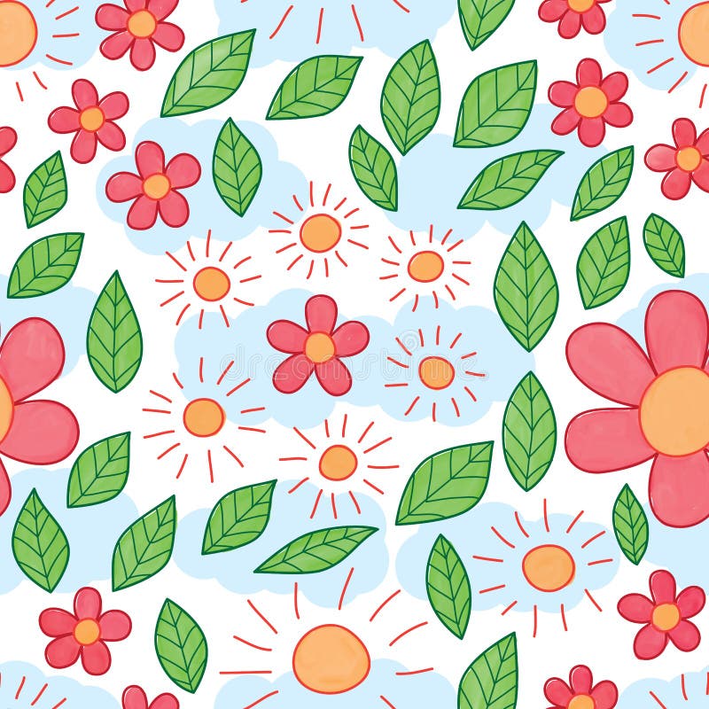 Esponga al sole il modello senza cuciture dell'acquerello della foglia del fiore illustrazione di stock Esponga al sole il modello senza cuciture dell'acquerello della foglia del fiore illustrazione di stock