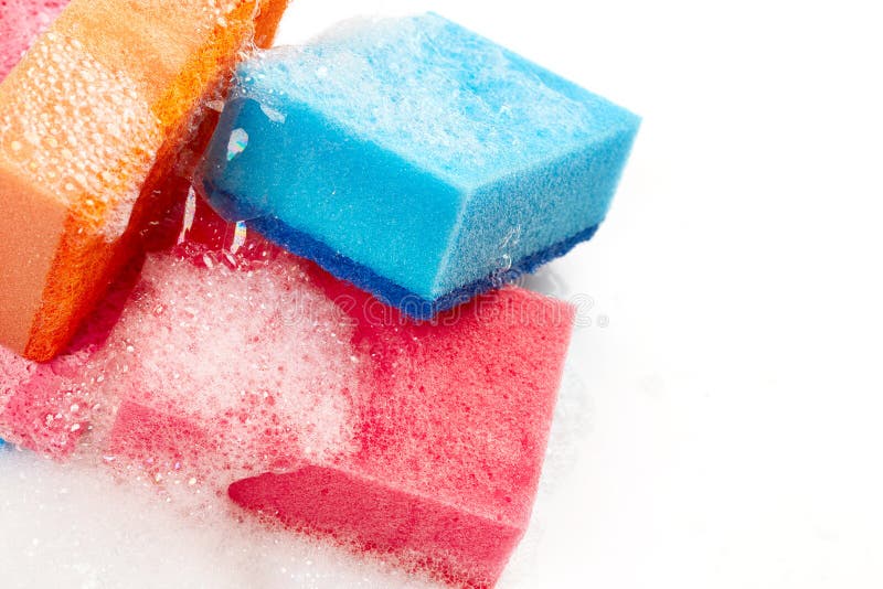 Esponjas de la cocina en espuma imágenes de archivo libres de regalías Esponjas de la cocina en espuma imágenes de archivo libres de regalías