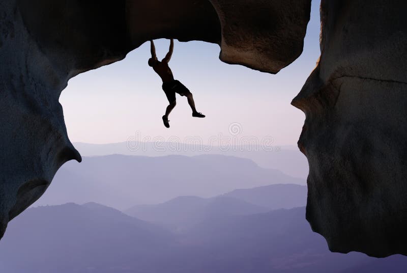 Esportes do montanhista de rocha e conceitos extremos do alpinismo