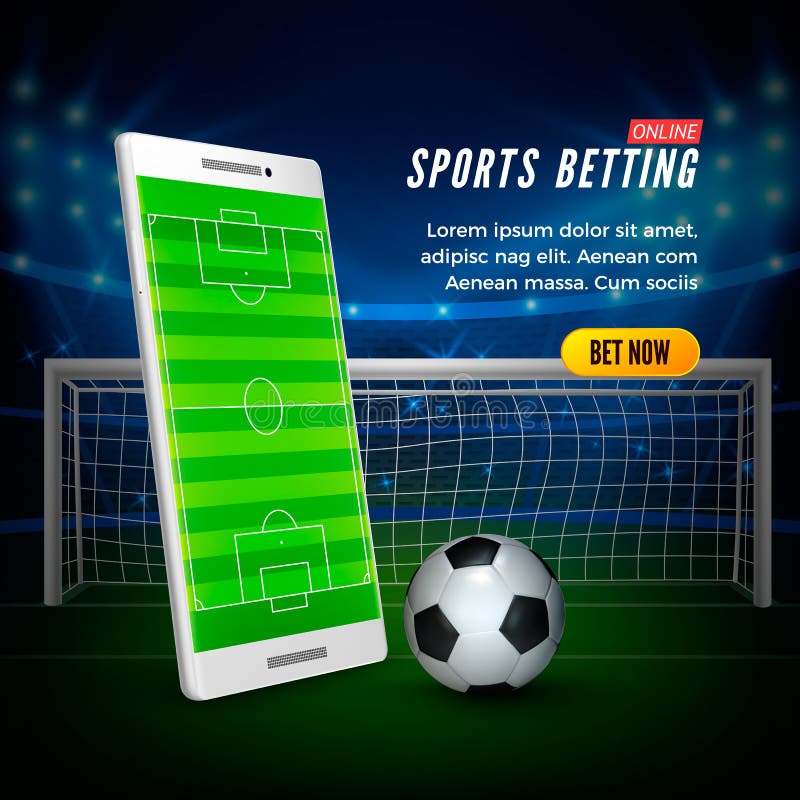 Bola com um smartphone em um fundo azul futebol online 1